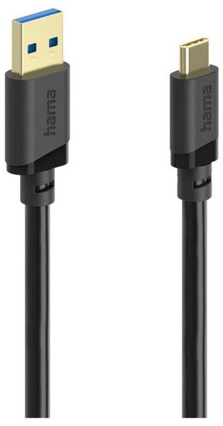 Produktbild: Hama USB-Kabel USB 3.2 Gen1 USB-A Stecker, USB-C&reg; Stecker 0.75 m Schwarz vergoldete Steckkontakte 00202005