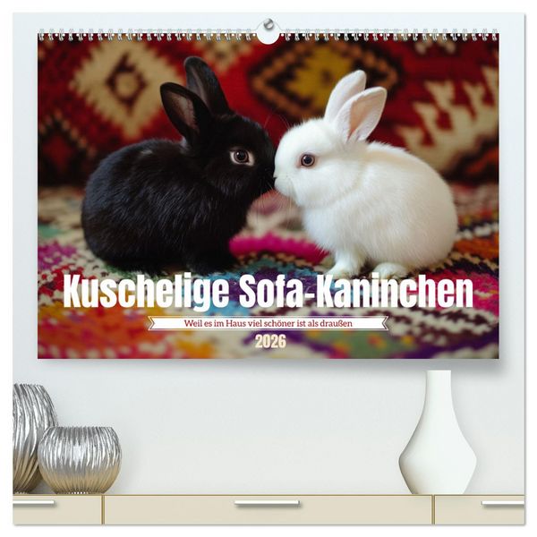 Kuschelige Sofa-Kaninchen (hochwertiger Premium Wandkalender 2026 DIN A2 quer), Kunstdruck in Hochglanz