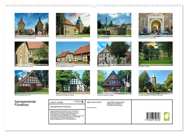 Produktbild: Samtgemeinde F&uuml;rstenau (hochwertiger Premium Wandkalender 2027 DIN A2 quer), Kunstdruck in Hochglanz