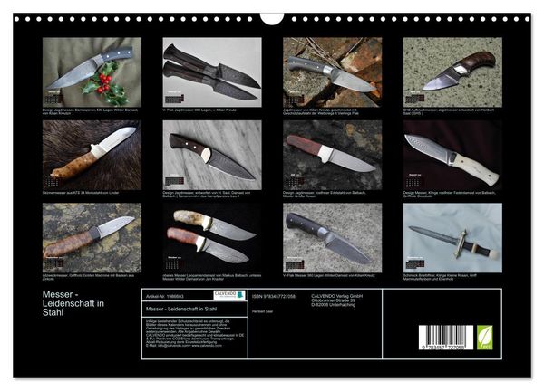 Produktbild: Messer - Leidenschaft in Stahl (Wandkalender 2026 DIN A3 quer), CALVENDO Monatskalender