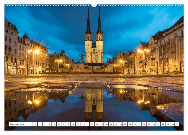 Produktbild: Halle-Saale - Meine Stadt im Spiegel (hochwertiger Premium Wandkalender 2026 DIN A2 quer), Kunstdruck in Hochglanz