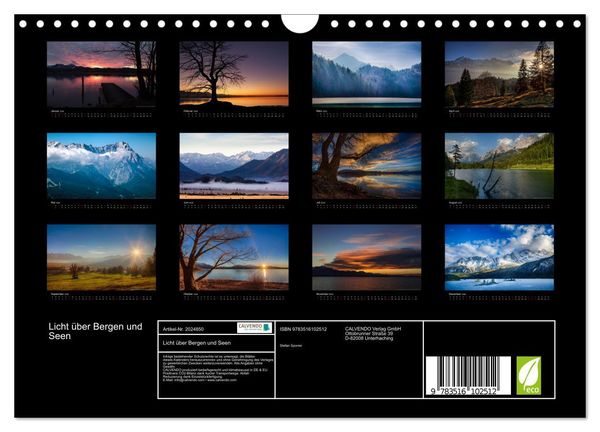 Produktbild: Licht &uuml;ber Bergen und Seen (Wandkalender 2026 DIN A4 quer), CALVENDO Monatskalender