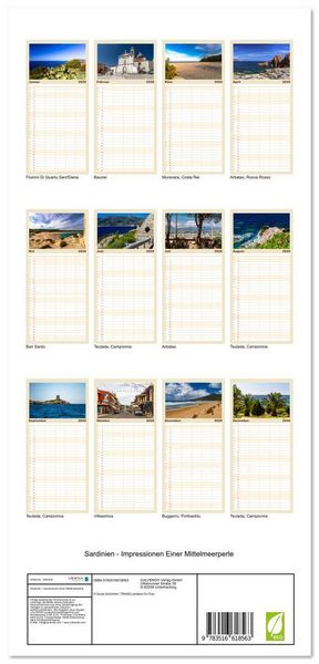 Produktbild: Familienplaner 2026 - Sardinien - Impressionen Einer Mittelmeerperle mit 5 Spalten (Wandkalender, 21 x 45 cm) CALVENDO