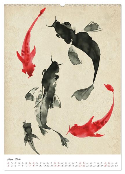 Produktbild: Sumi-e Kunst im japanischen Stil (Wandkalender 2026 DIN A2 hoch), CALVENDO Monatskalender