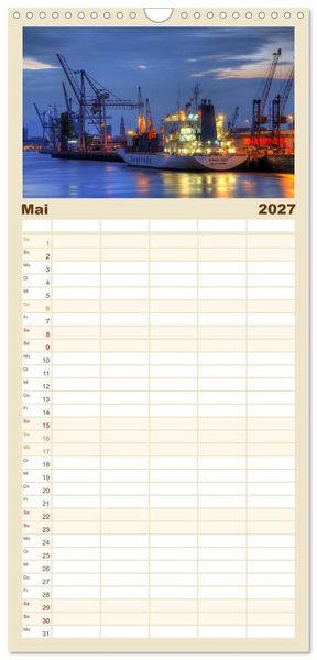 Produktbild: Familienplaner 2027 - Hamburg mit 5 Spalten (Wandkalender, 21 x 45 cm) CALVENDO
