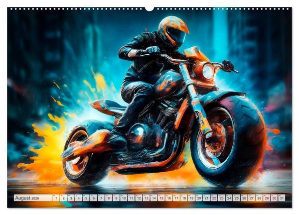 Produktbild: Coole KI-generierte MOTORR&Auml;DER (hochwertiger Premium Wandkalender 2026 DIN A2 quer), Kunstdruck in Hochglanz