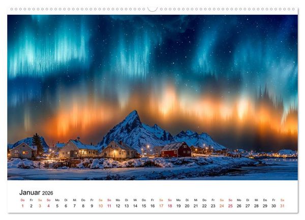 Produktbild: Aurora Borealis - Polarlicht Nordlicht (hochwertiger Premium Wandkalender 2026 DIN A2 quer), Kunstdruck in Hochglanz