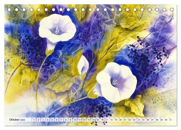 Produktbild: Blumenaquarelle aus der N&auml;he (Tischkalender 2026 DIN A5 quer), CALVENDO Monatskalender