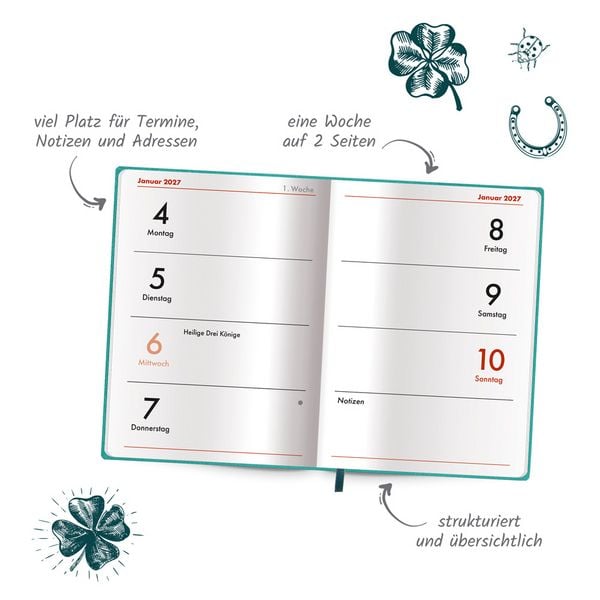 Produktbild: TR&Ouml;TSCH - Taschenkalender A7 Soft Touch Gl&uuml;ck 2027