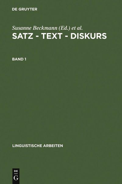 Produktbild: Satz - Text - Diskurs. Band 1