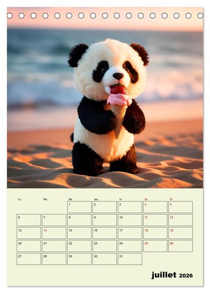 Produktbild: Les pandas rigolos - Une ann&eacute;e de douceur et de rires (Calendrier de bureau 2026 DIN A5 horizontal), CALVENDO calendrier mensuel