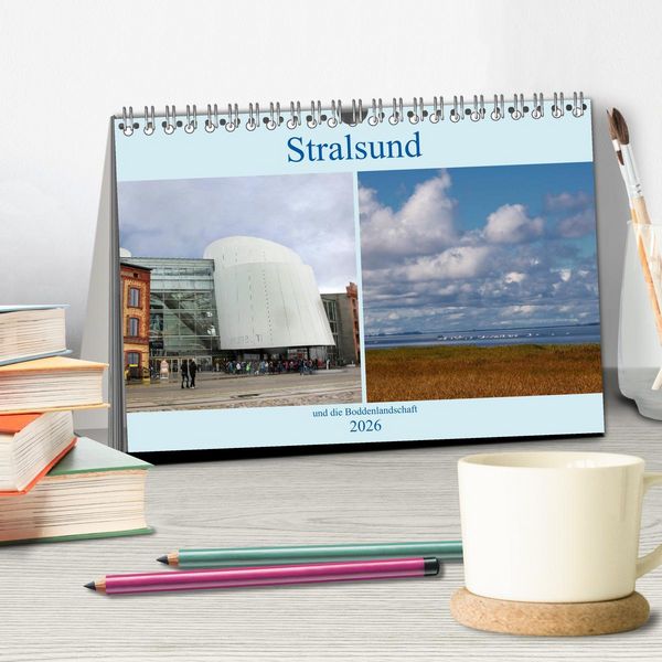 Produktbild: Stralsund und die Boddenlandschaft (Tischkalender 2026 DIN A5 quer), CALVENDO Monatskalender