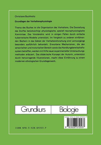 Produktbild: Grundlagen der Verhaltensphysiologie