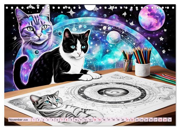 Produktbild: Katzen Schnurrige K&uuml;nstler (Wandkalender 2026 DIN A4 quer), CALVENDO Monatskalender