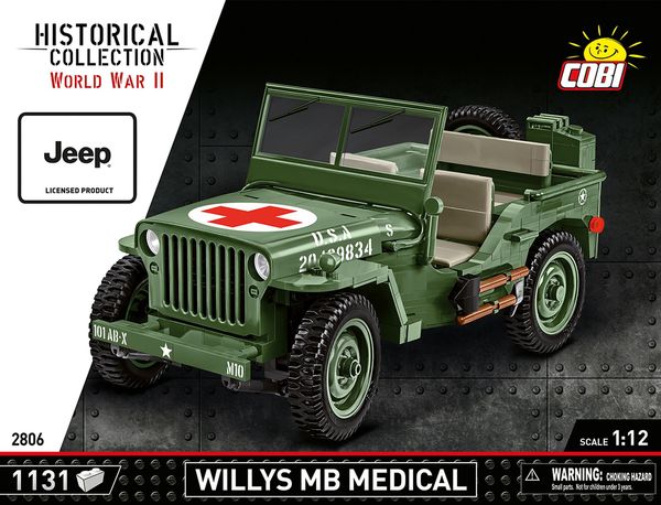 Produktbild: COBI Historical Collection 2806 - Willys MB Medical, Jeep, WWII, 1:12 Bausatz, 1131 Klemmbausteine