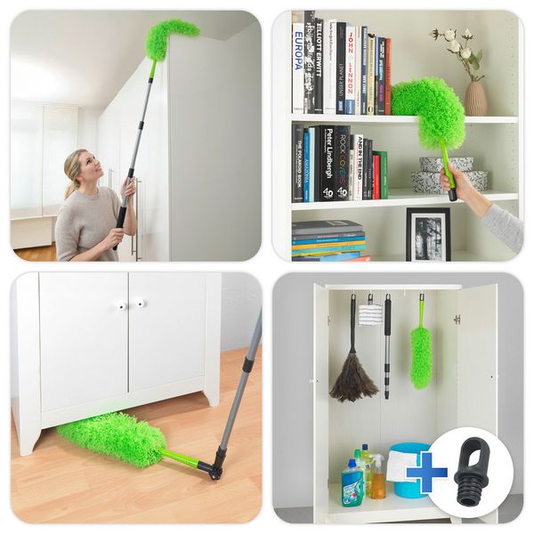 Produktbild: Mikrofaser-Staubwedel mit Teleskopstiel und Knickgelenk, antistatische Fasern