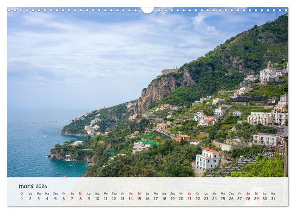 Produktbild: C&ocirc;te amalfitaine - Villes romantiques et paysages magiques (Calendrier mural 2026 DIN A3 vertical), CALVENDO calendrier mensuel