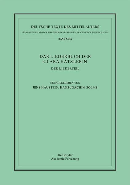 Produktbild: Das Liederbuch der Clara H&auml;tzlerin