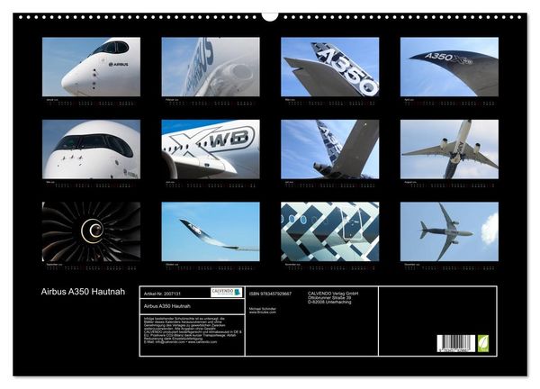 Produktbild: Airbus A350 Hautnah (Wandkalender 2026 DIN A2 quer), CALVENDO Monatskalender