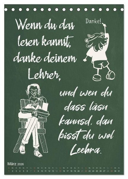 Produktbild: Coole Lehrerspr&uuml;che (Tischkalender 2026 DIN A5 hoch), CALVENDO Monatskalender