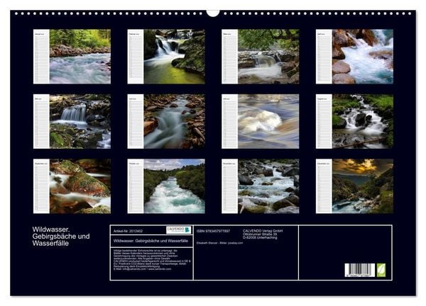 Produktbild: Wildwasser. Gebirgsb&auml;che und Wasserf&auml;lle (Wandkalender 2026 DIN A2 quer), CALVENDO Monatskalender