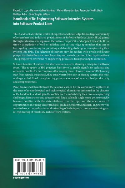 Produktbild: Handbook of Re-Engineering Software Intensive Systems into Software Product Lines