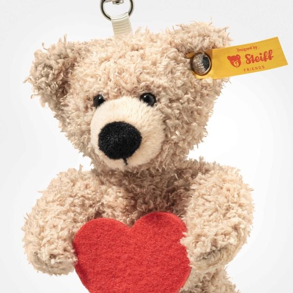Produktbild: Steiff 112669 - Anh&auml;nger Fynn Teddyb&auml;r Love, Teddy mit Herz, beige/rot, Pl&uuml;sch-Schl&uuml;sselanh&auml;nger, 12 cm