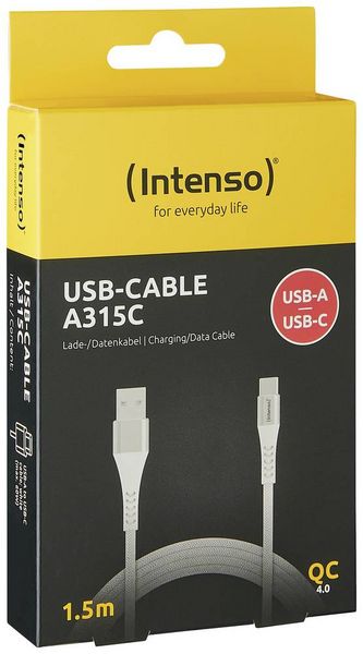 Produktbild: Intenso USB-Kabel USB 2.0 USB-A Stecker, USB-C&reg; Stecker 1.50 m Wei&szlig; Stoff-Ummantelung 7901102
