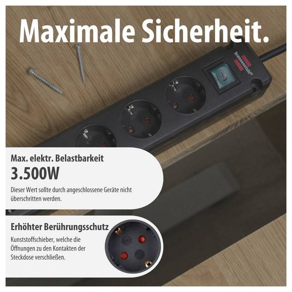 Produktbild: Brennenstuhl 1150660415 Steckdosenleiste mit Schalter Schwarz Schutzkontakt 1St.