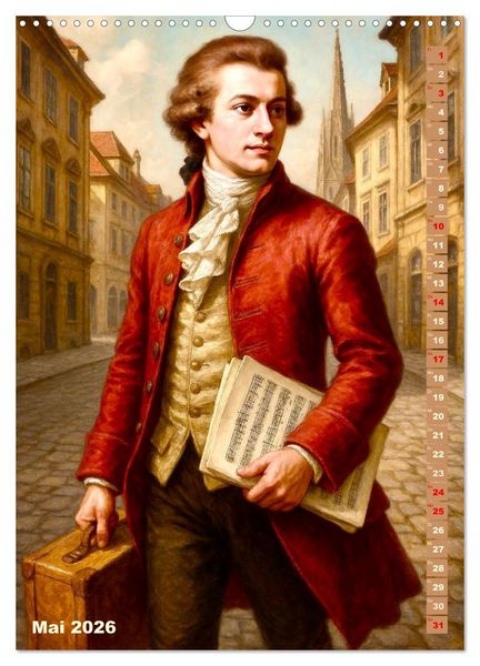 Produktbild: Wolfgang Amadeus Mozart. Sein Leben, seine Werke (Wandkalender 2026 DIN A3 hoch), CALVENDO Monatskalender
