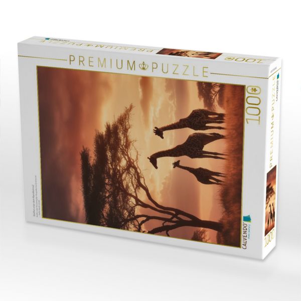Produktbild: CALVENDO Puzzle Giraffen unter dem Abendhimmel | 1000 Teile Lege-Gr&ouml;&szlig;e 64x48cm Foto-Puzzle f&uuml;r gl&uuml;ckliche Stunden