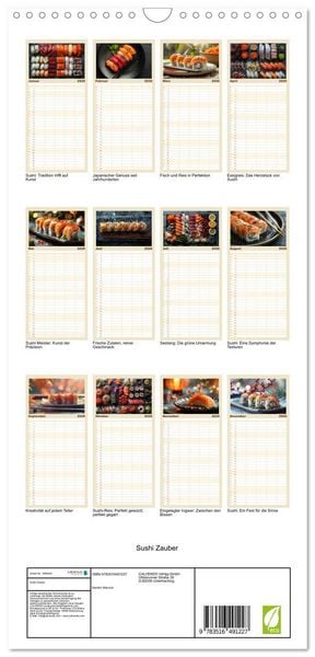Produktbild: Familienplaner 2026 - Sushi Zauber mit 5 Spalten (Wandkalender, 21 x 45 cm) CALVENDO