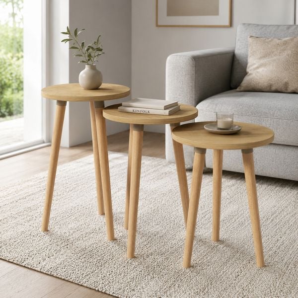 Produktbild: 3-tlg. Beistelltisch Set Rund Barilo 52/47/42 cm