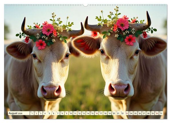 Produktbild: Zauberhaft geschm&uuml;cktes Milchvieh (hochwertiger Premium Wandkalender 2026 DIN A2 quer), Kunstdruck in Hochglanz
