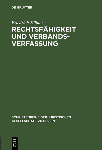 Produktbild: Rechtsf&auml;higkeit und Verbandsverfassung