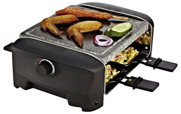 Produktbild: Princess 01.162810.01.001 Raclette 4Pf&auml;nnchen, Antihaftbeschichtung, mit Grillstein Schwarz