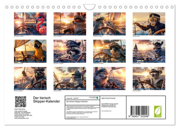 Produktbild: Der tierisch Skipper-Kalender (Wandkalender 2026 DIN A4 quer), CALVENDO Monatskalender