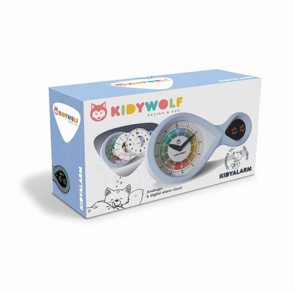 Produktbild: KIDYWOLF - Analoger & digitaler Wecker hellblau