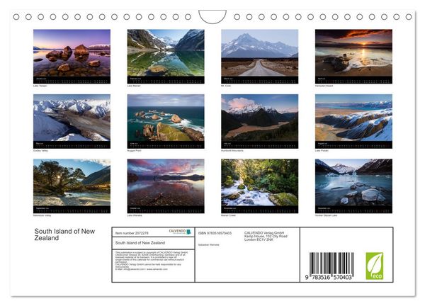 Produktbild: South Island of New Zealand (Wall Calendar 2026 DIN A4 landscape), CALVENDO 12 Month Wall Calendar