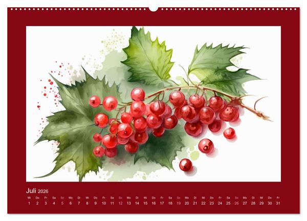 Produktbild: Fr&uuml;chte in Wasserfarben - Fruchtige KI-Kunst f&uuml;r das ganze Jahr (hochwertiger Premium Wandkalender 2026 DIN A2 quer), Kunstdruck in Hochglanz