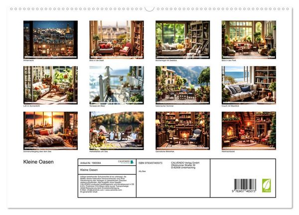 Produktbild: Kleine Oasen (hochwertiger Premium Wandkalender 2026 DIN A2 quer), Kunstdruck in Hochglanz