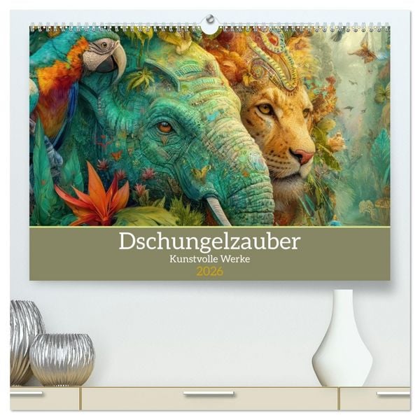 Produktbild: Dschungelzauber - Kunstvolle Werke (hochwertiger Premium Wandkalender 2026 DIN A2 quer), Kunstdruck in Hochglanz