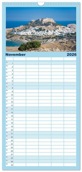 Produktbild: Familienplaner 2026 - Rhodos - Traumhafter S&uuml;den mit 5 Spalten (Wandkalender, 21 x 45 cm) CALVENDO