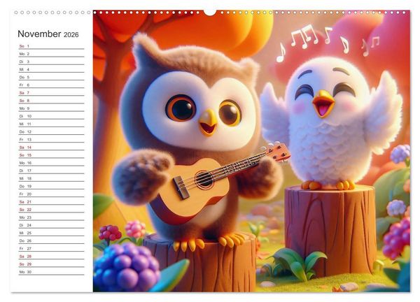 Produktbild: Musikalische Waldtiere (hochwertiger Premium Wandkalender 2026 DIN A2 quer), Kunstdruck in Hochglanz