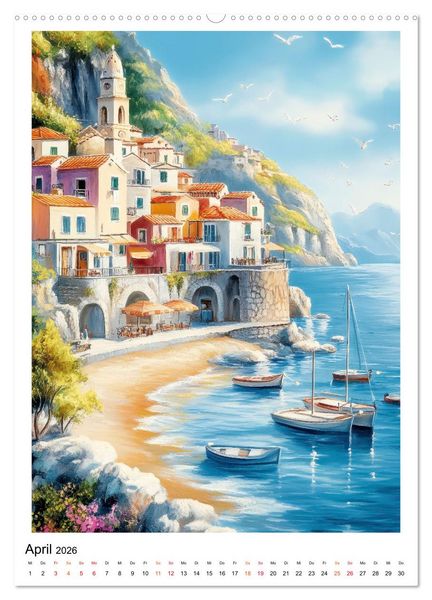 Produktbild: Dolce Vita an der K&uuml;ste von Amalfi (hochwertiger Premium Wandkalender 2026 DIN A2 hoch), Kunstdruck in Hochglanz