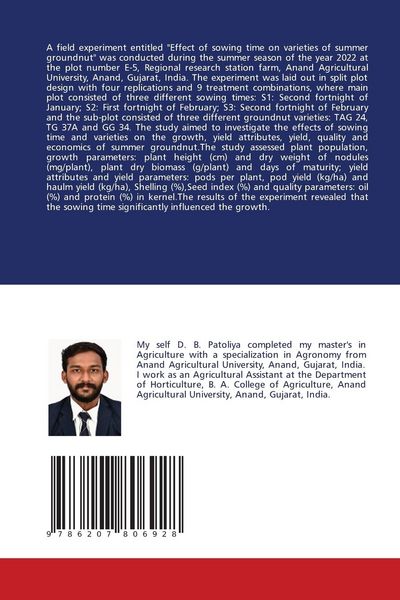 Produktbild: Effect of sowing time on varieties of summer groundnut