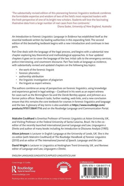Produktbild: An Introduction to Forensic Linguistics