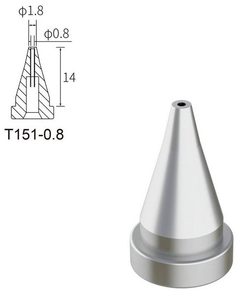 Produktbild: Atten T151-0.8 Entl&ouml;tspitze Spitzen-Gr&ouml;&szlig;e 0.8mm Spitzen-L&auml;nge 17mm Inhalt 1St.