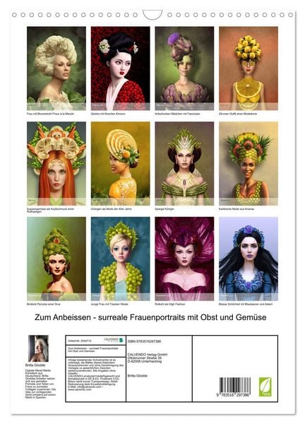 Produktbild: Zum Anbeissen - surreale Frauenportraits mit Obst und Gem&uuml;se (Wandkalender 2026 DIN A3 hoch), CALVENDO Monatskalender