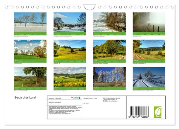 Produktbild: Bergisches Land (Wandkalender 2026 DIN A4 quer), CALVENDO Monatskalender